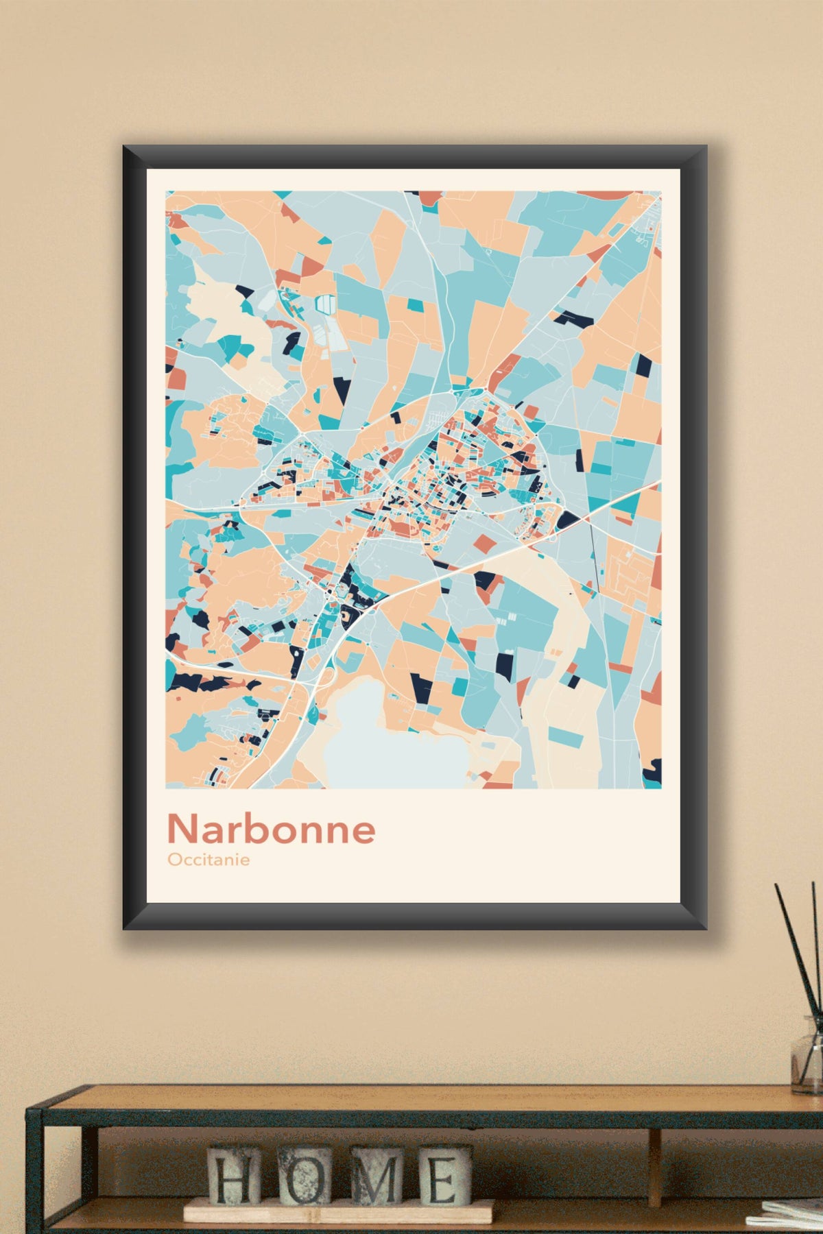 Plan de Narbonne coloré - Carte personnalisée