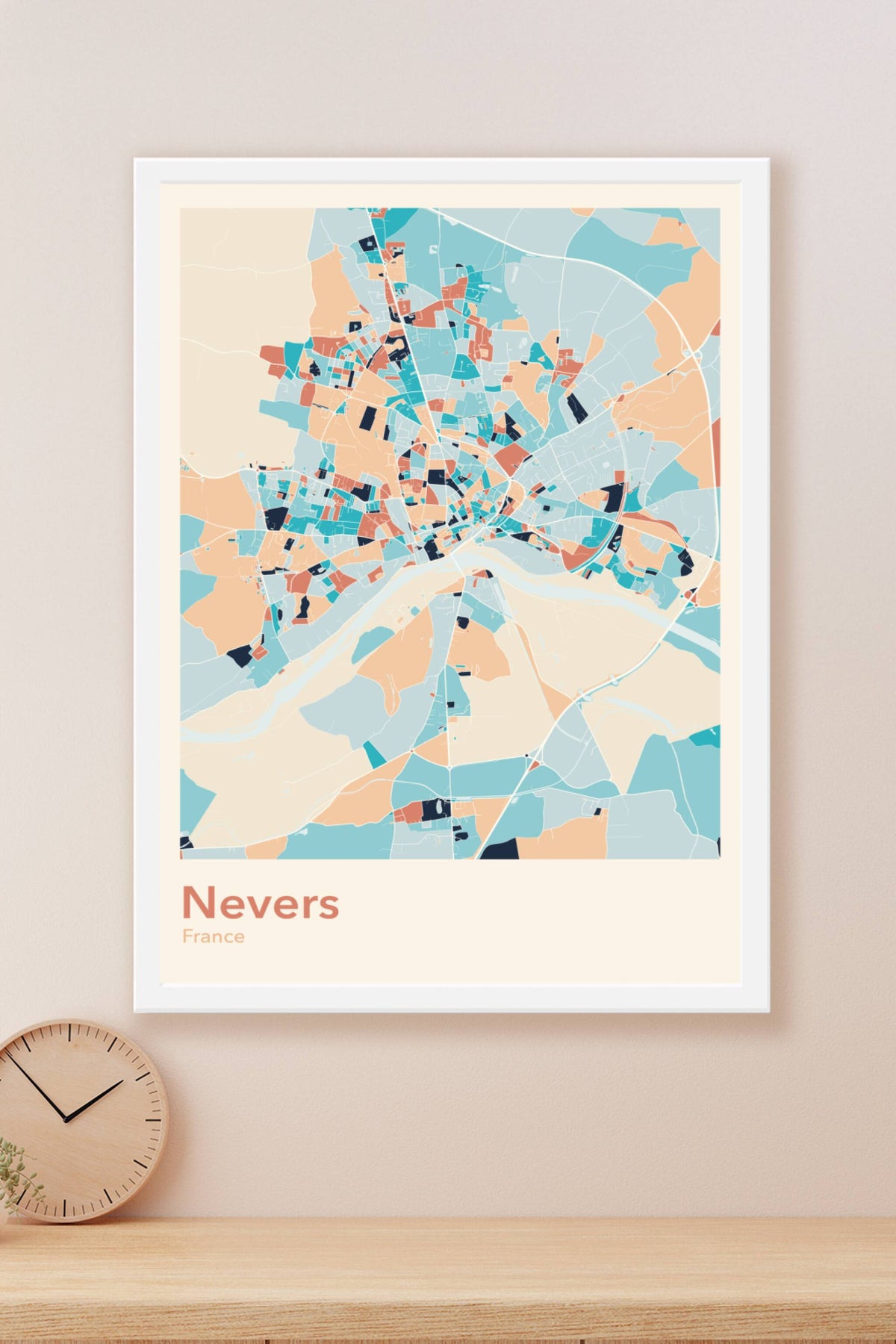 Plan de Nevers coloré - Carte personnalisée