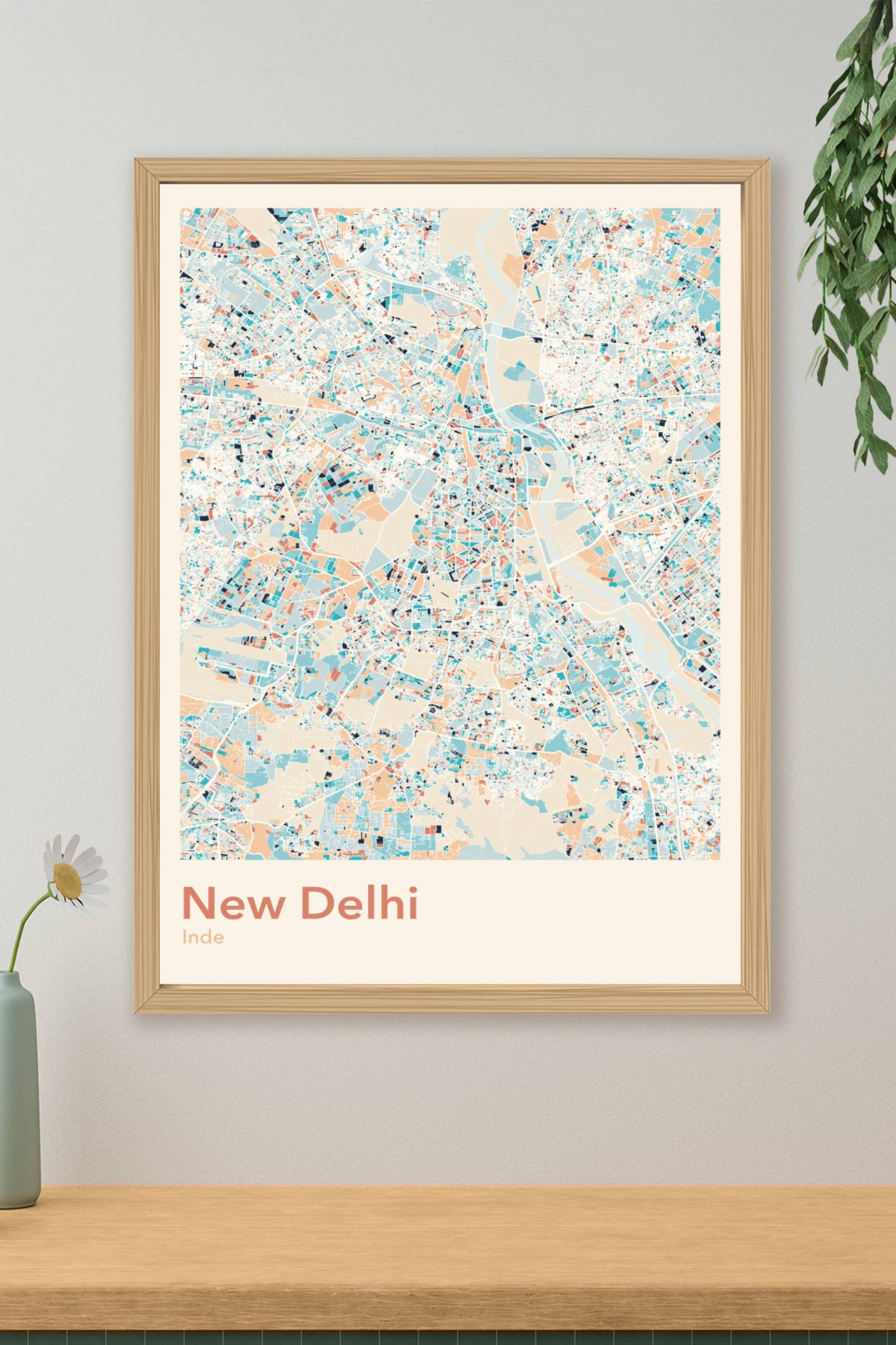 Plan de New Delhi coloré - Carte personnalisée