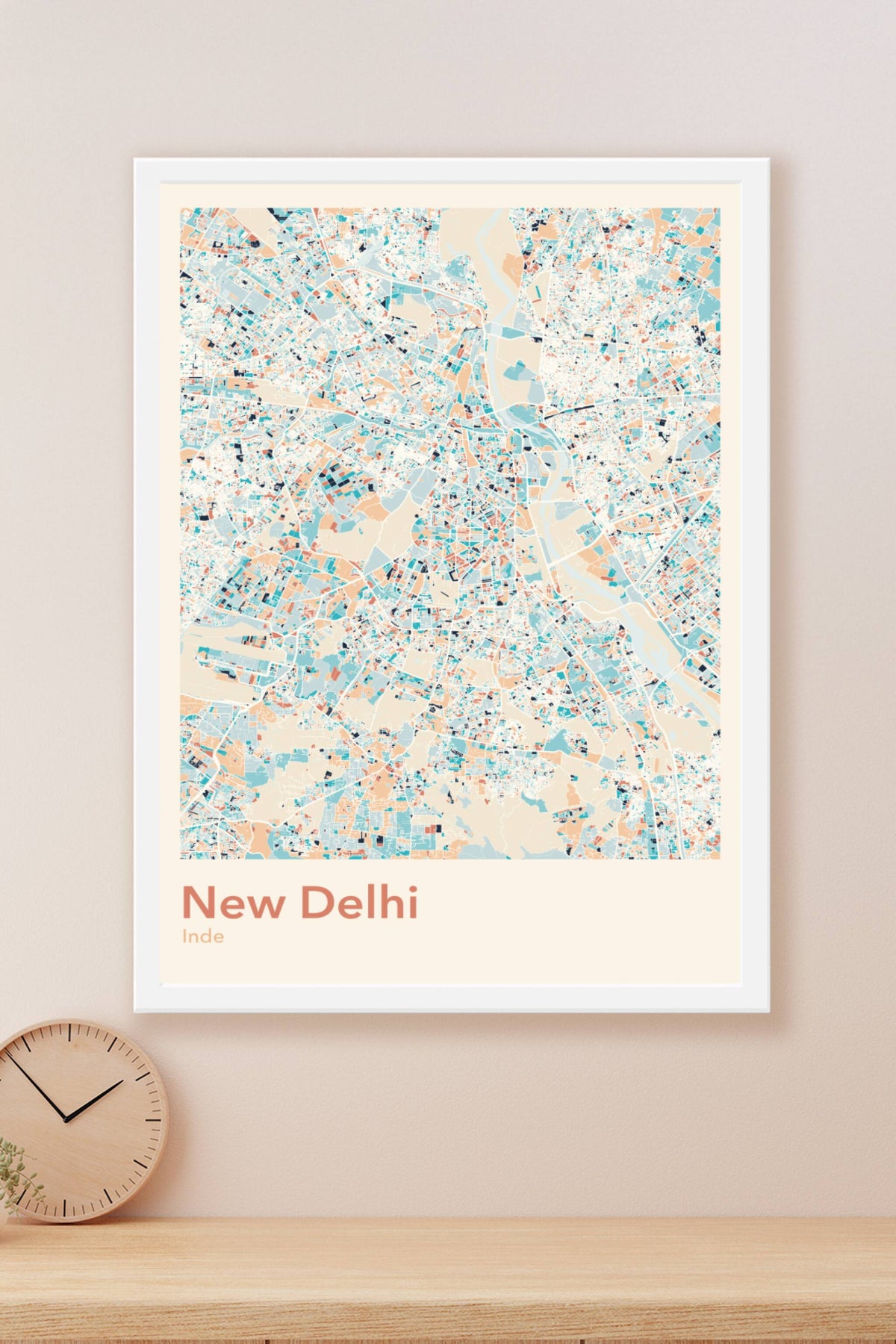 Plan de New Delhi coloré - Carte personnalisée
