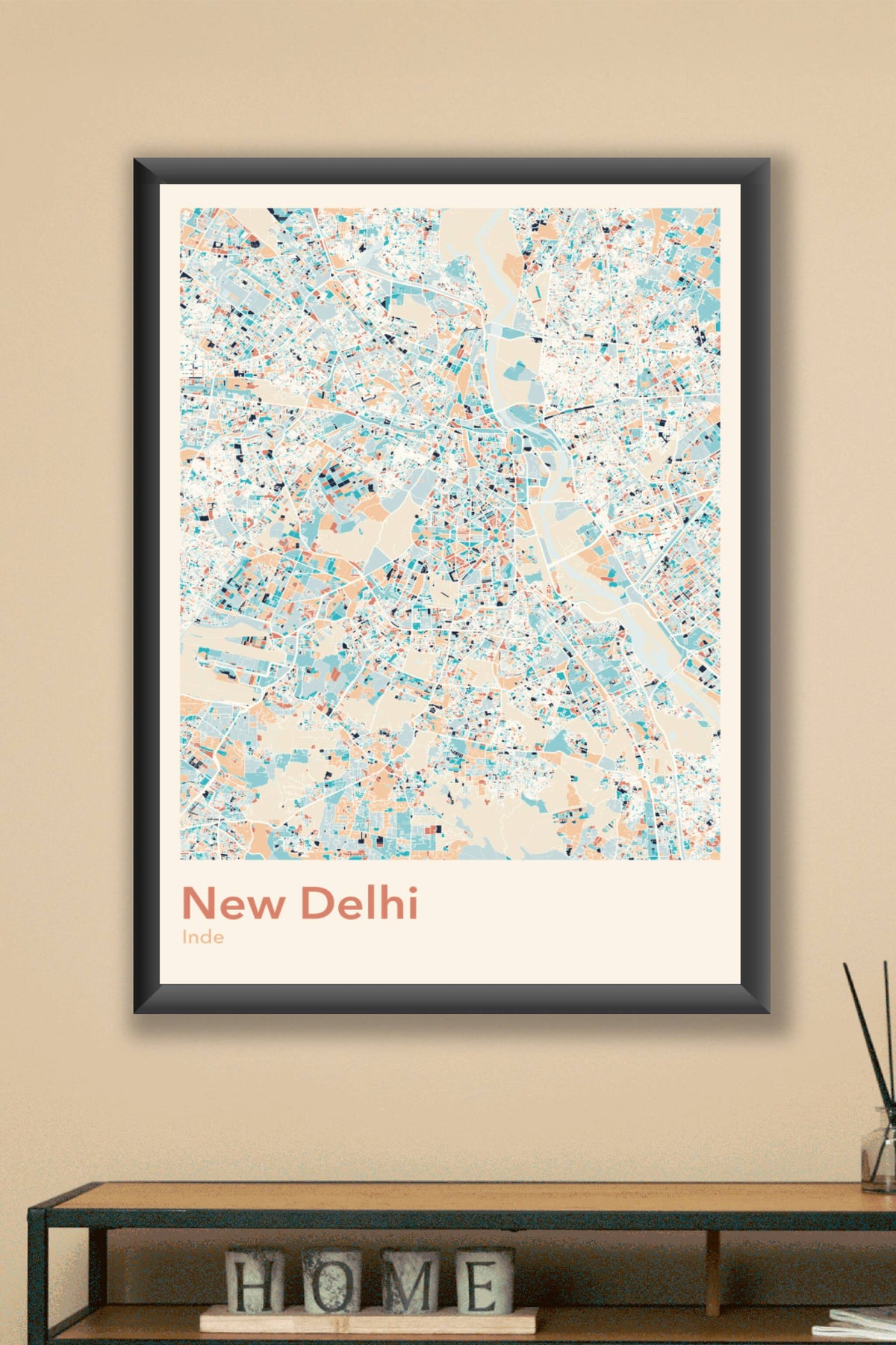 Plan de New Delhi coloré - Carte personnalisée