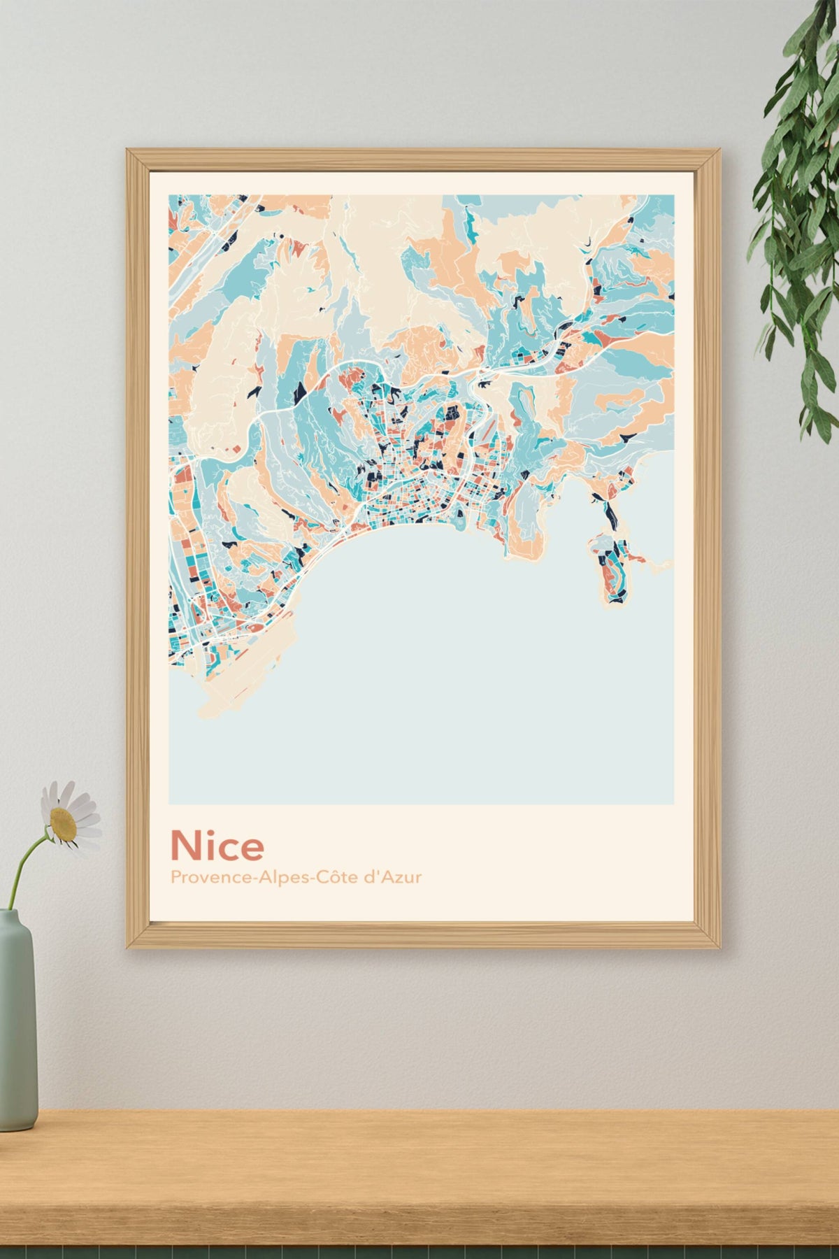 Plan de Nice coloré - Carte personnalisée