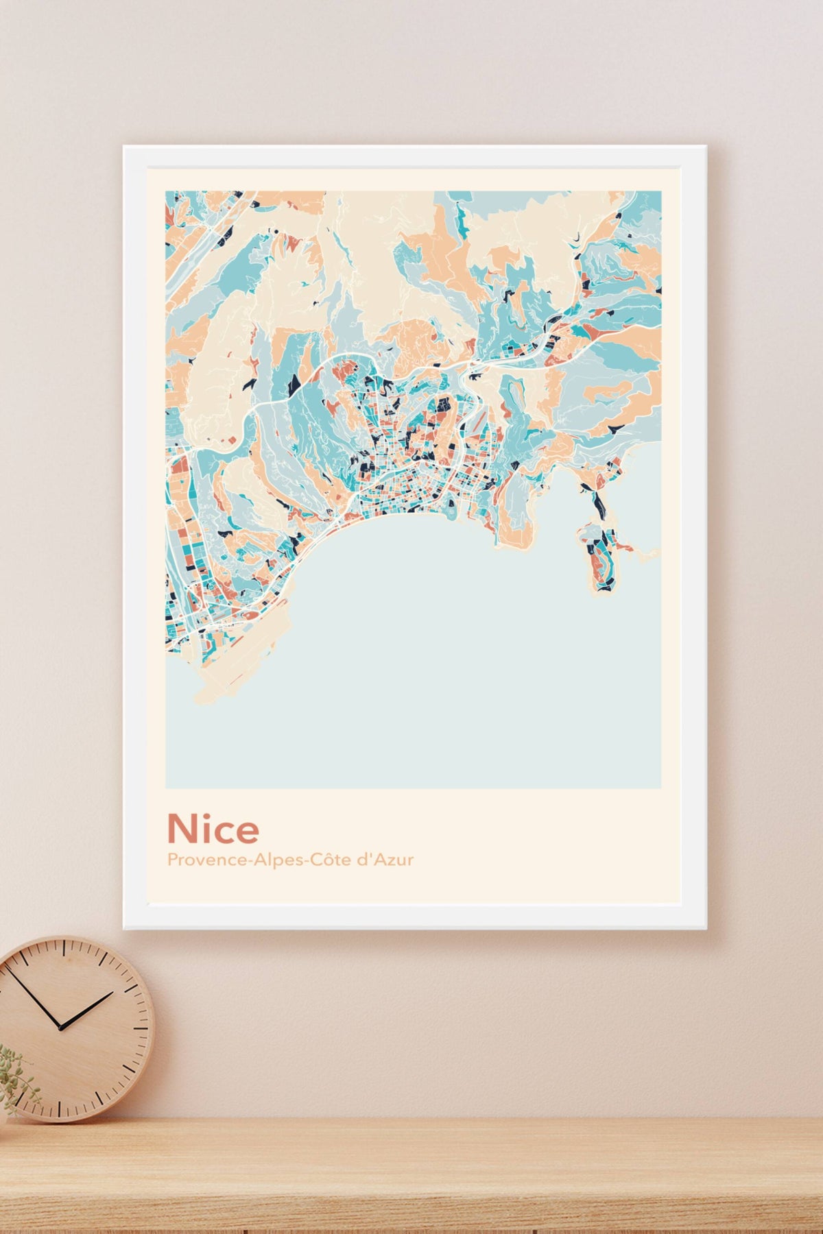 Plan de Nice coloré - Carte personnalisée