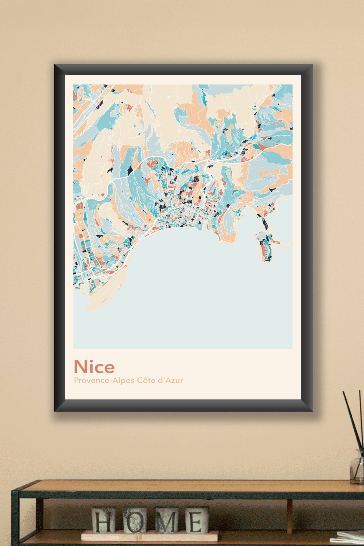 Plan de Nice coloré - Carte personnalisée