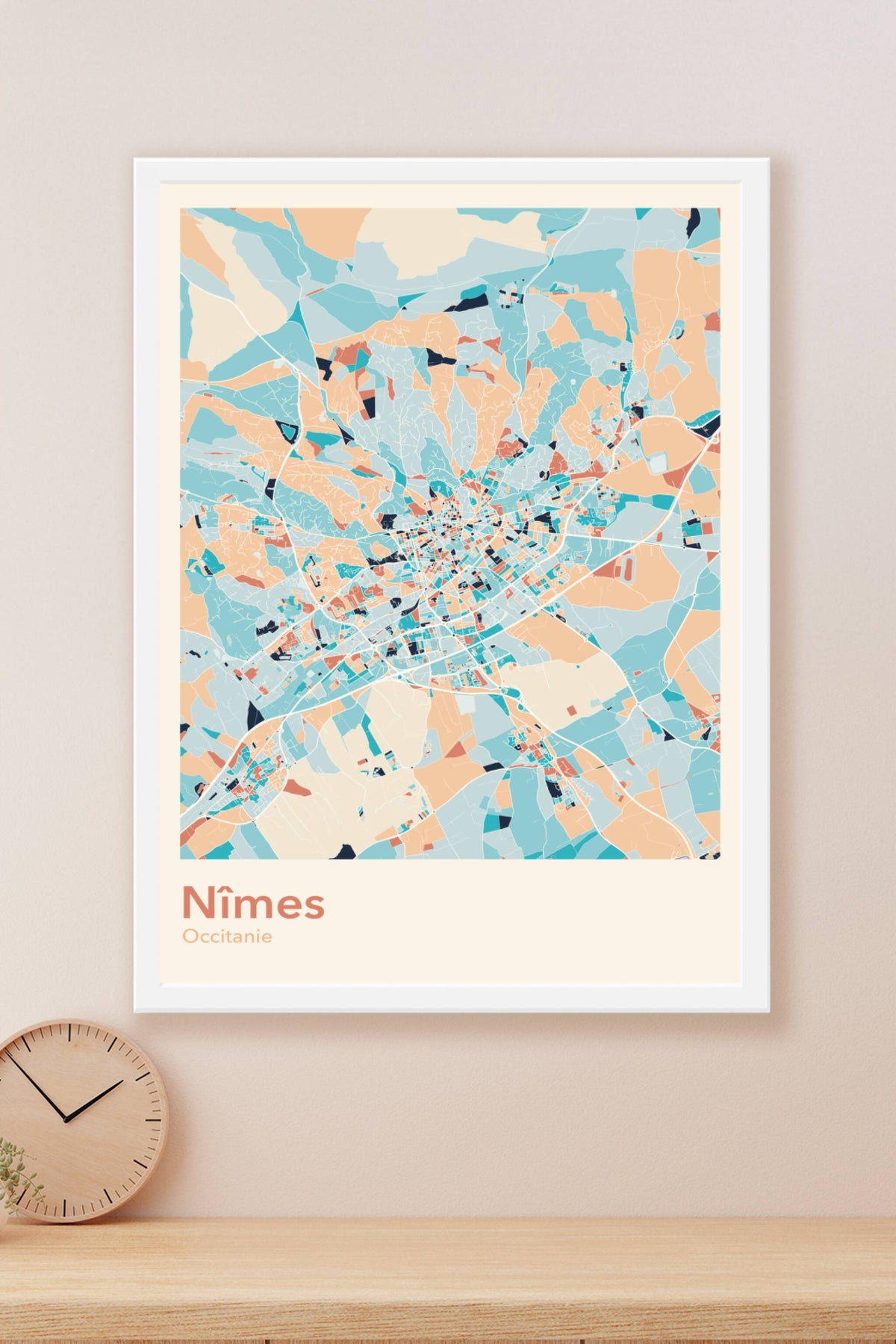 Plan de Nîmes coloré - Carte personnalisée