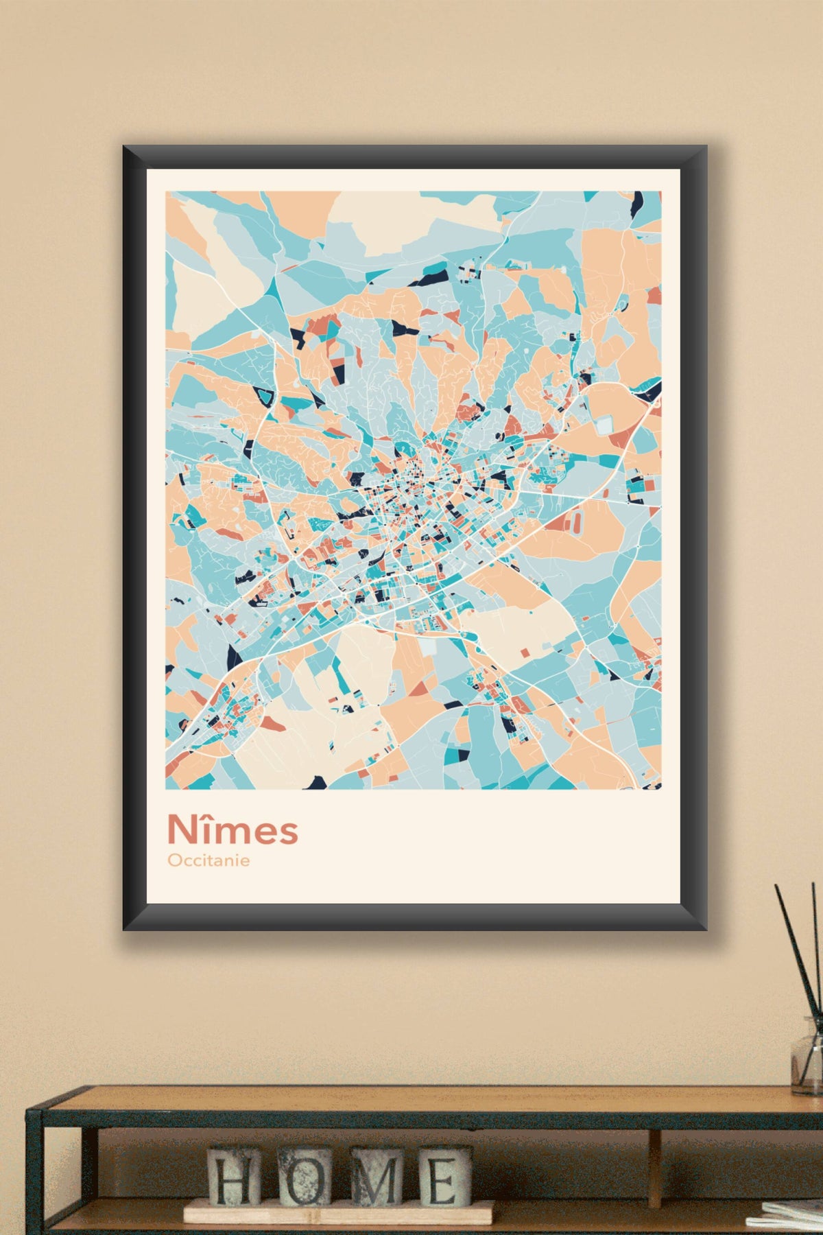 Plan de Nîmes coloré - Carte personnalisée