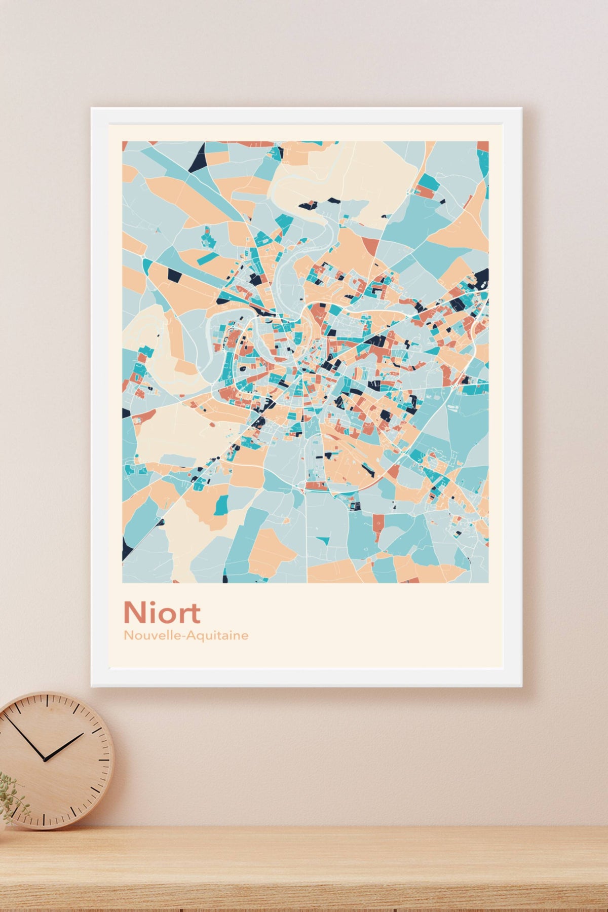 Plan de Niort coloré - Carte personnalisée