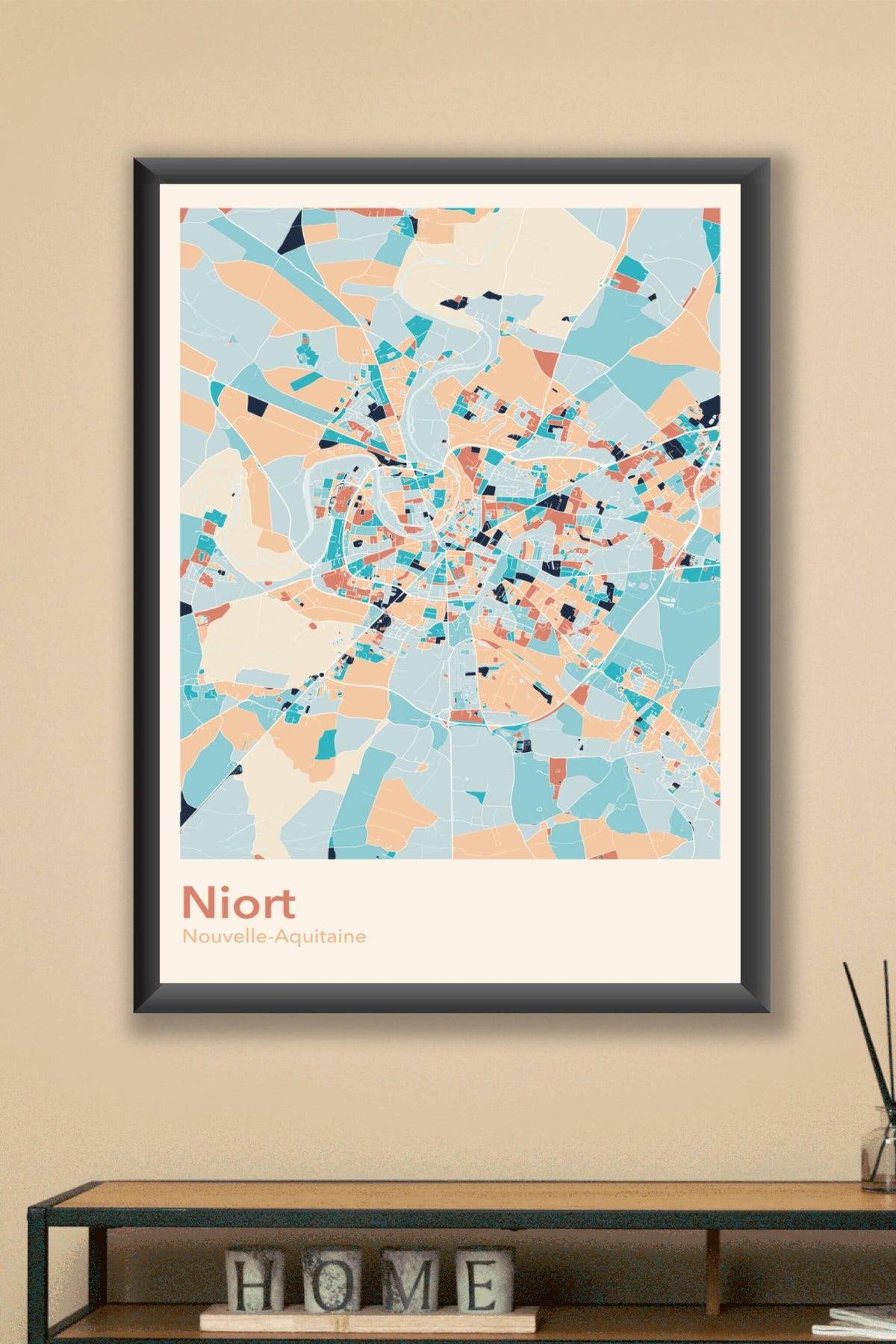 Plan de Niort coloré - Carte personnalisée