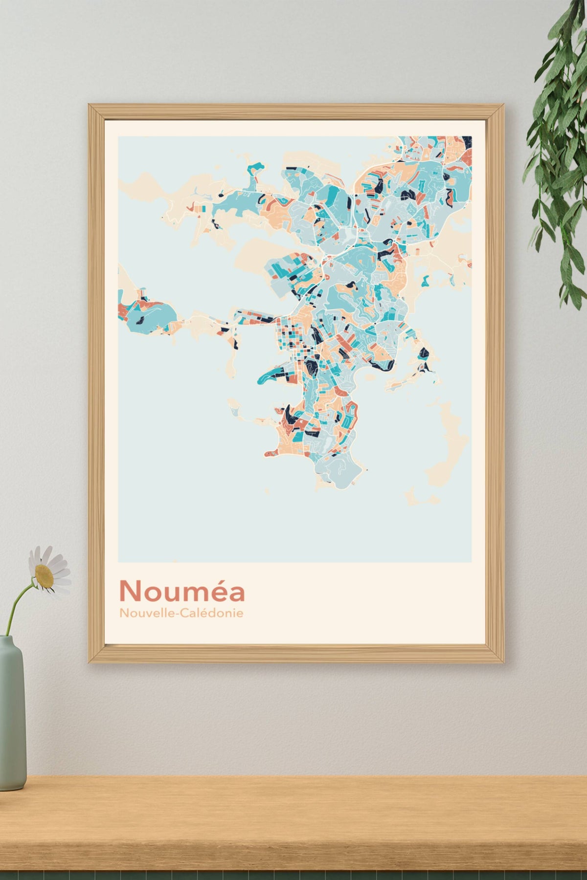 Plan de Nouméa coloré - Carte personnalisée