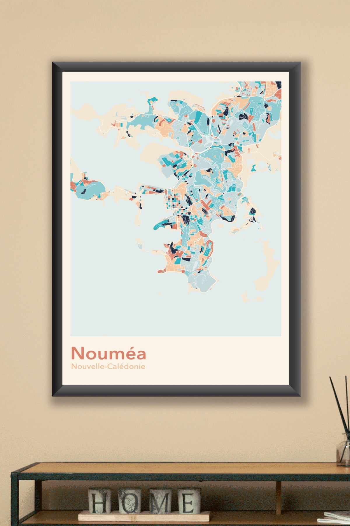 Plan de Nouméa coloré - Carte personnalisée