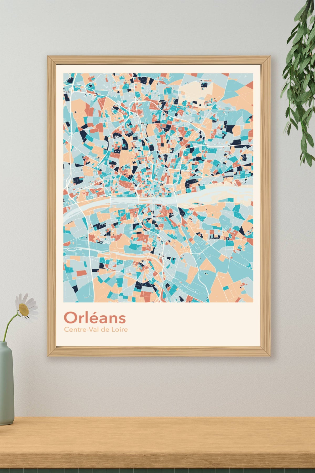 Plan d'Orléans coloré - Carte personnalisée