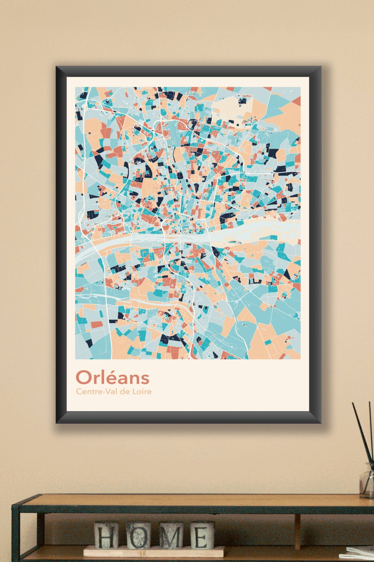 Plan d'Orléans coloré - Carte personnalisée