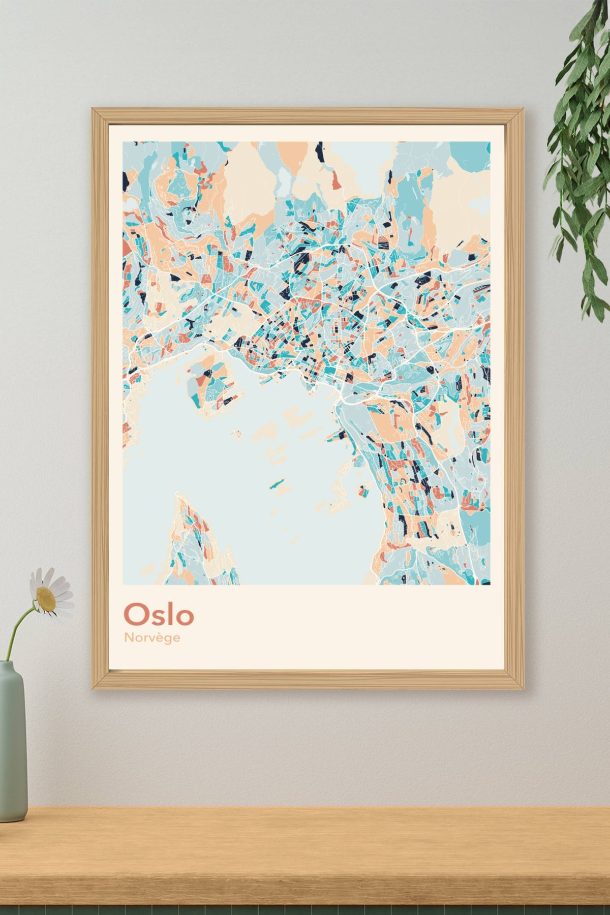 Plan d'Oslo coloré - Carte personnalisée