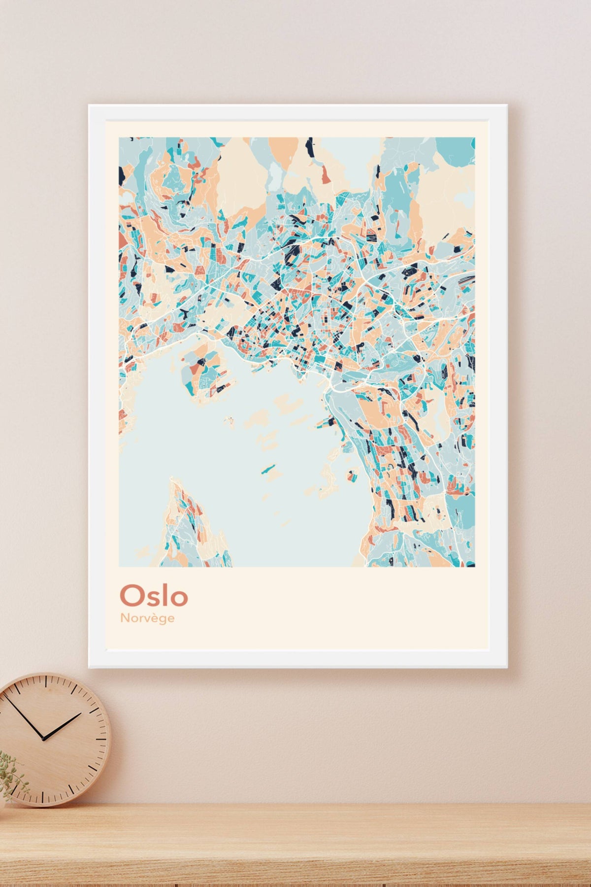 Plan d'Oslo coloré - Carte personnalisée