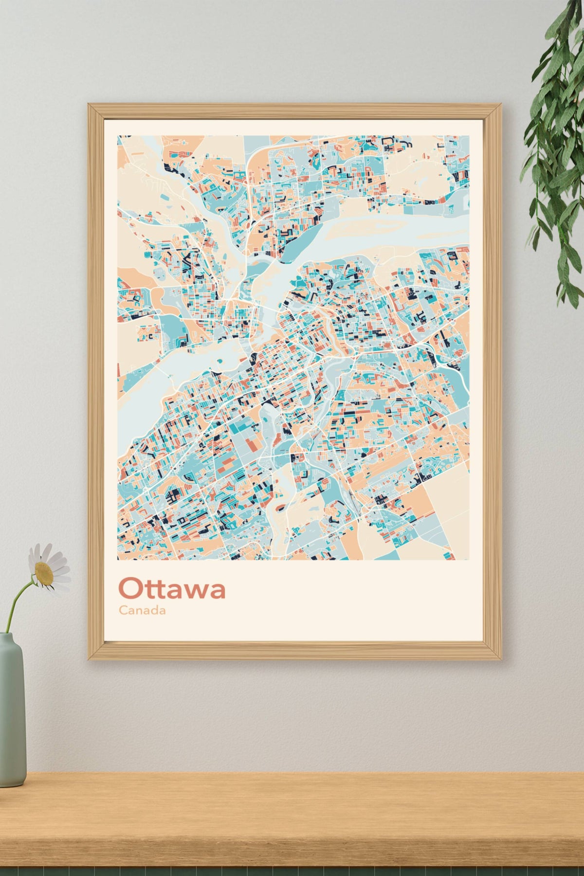 Plan d'Ottawa coloré - Carte personnalisée
