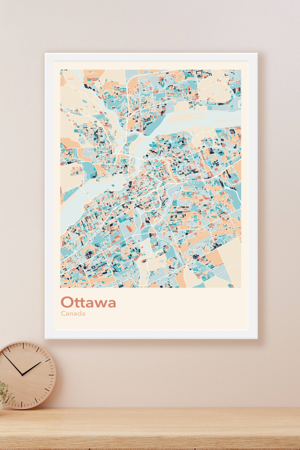 Plan d'Ottawa coloré - Carte personnalisée