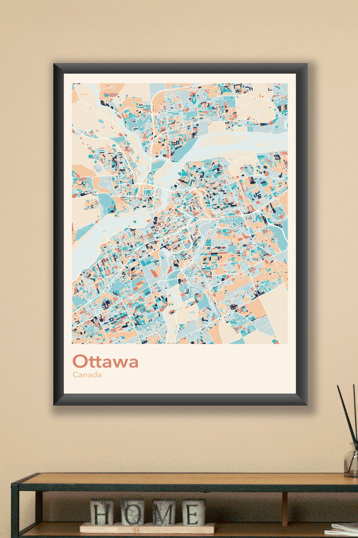 Plan d'Ottawa coloré - Carte personnalisée