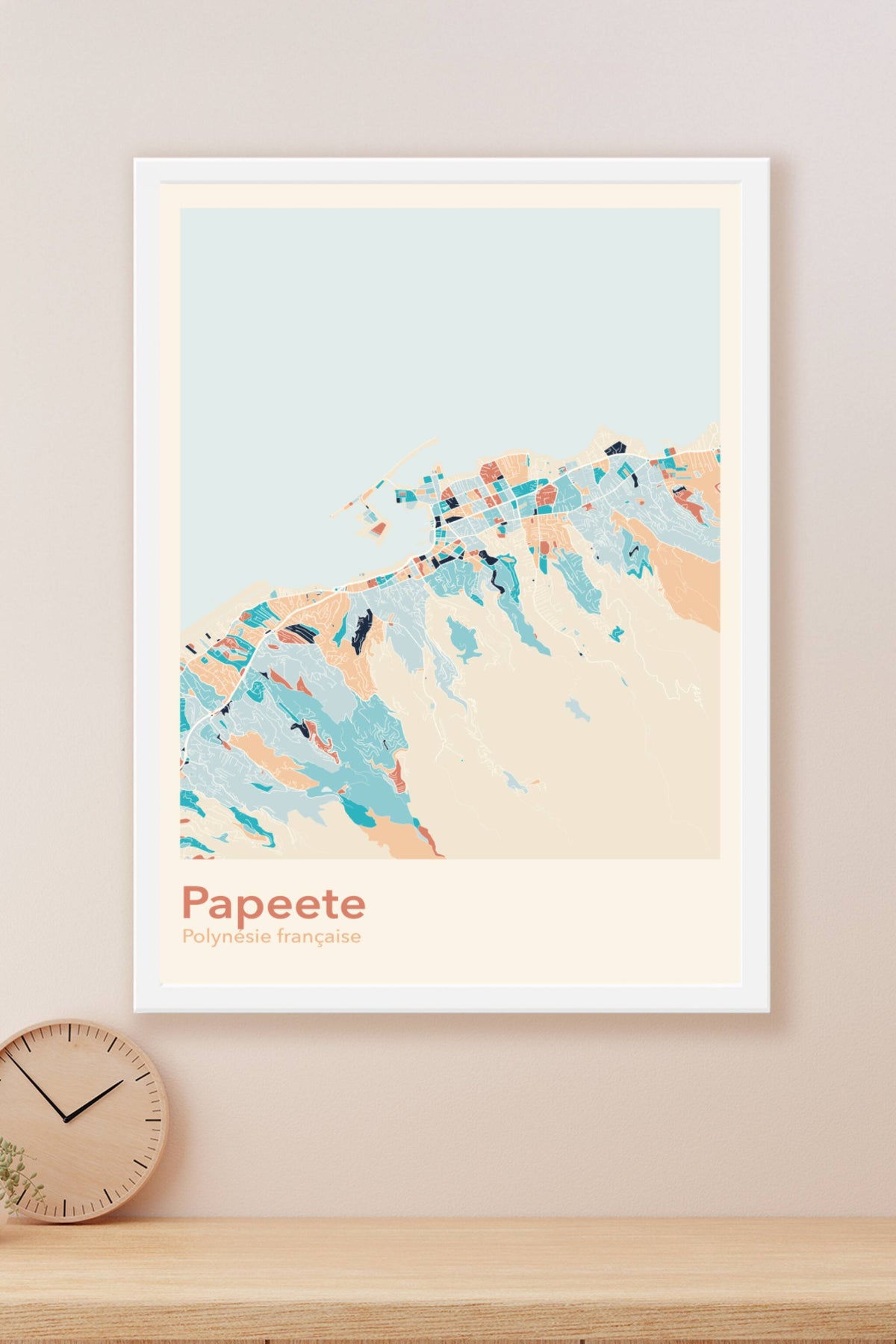 Plan de Papeete coloré - Carte personnalisée