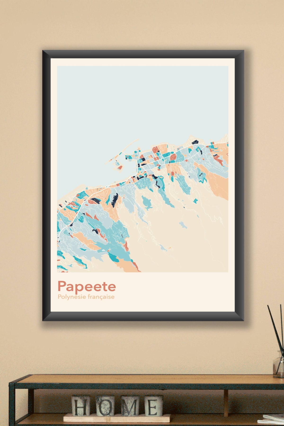 Plan de Papeete coloré - Carte personnalisée