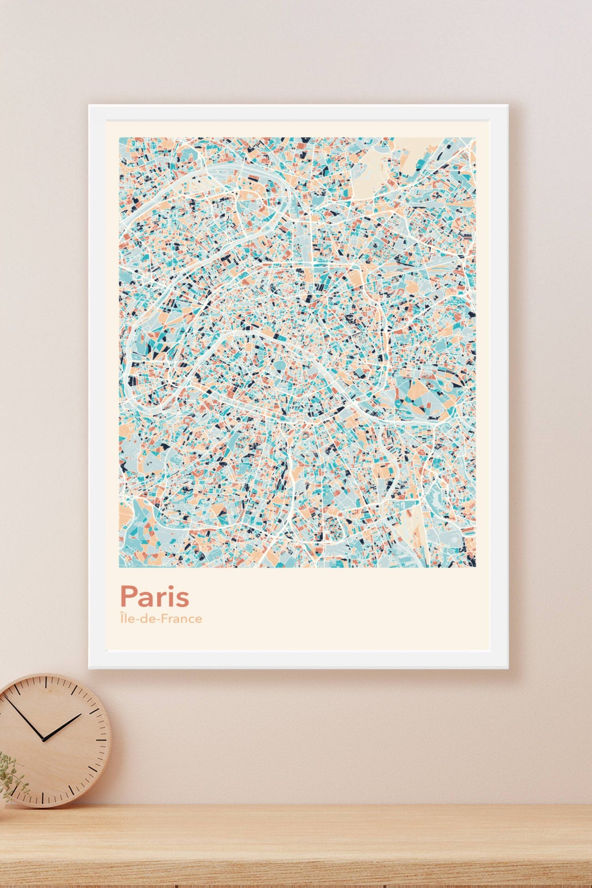 Plan de Paris coloré - Carte personnalisée