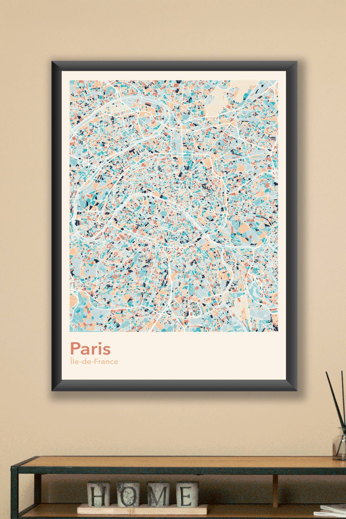 Plan de Paris coloré - Carte personnalisée