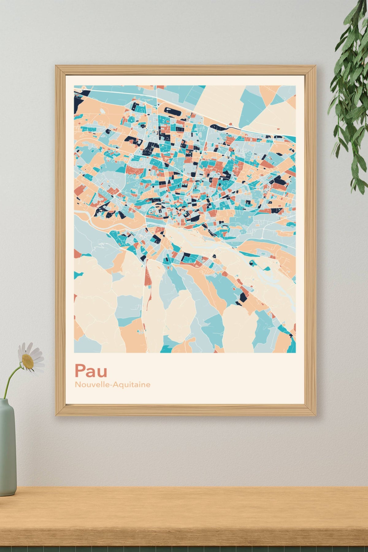 Plan de Pau coloré - Carte personnalisée