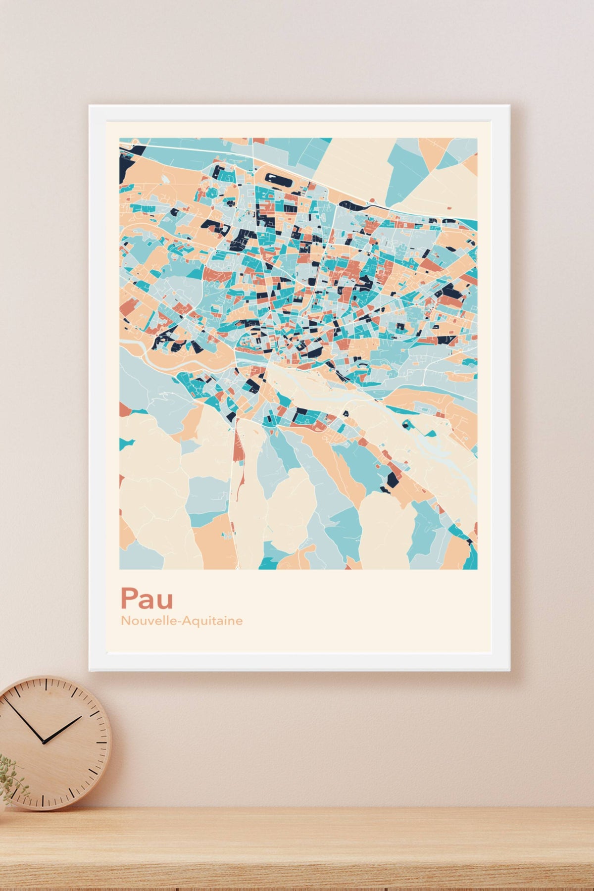Plan de Pau coloré - Carte personnalisée
