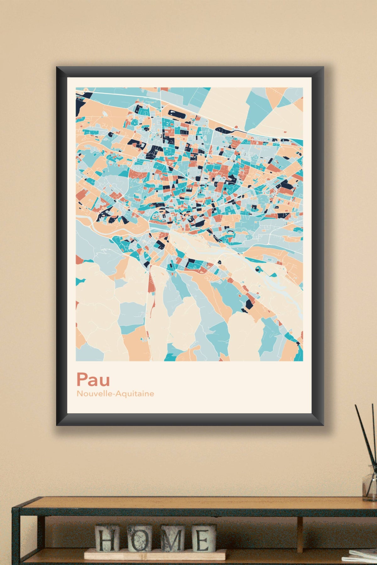 Plan de Pau coloré - Carte personnalisée