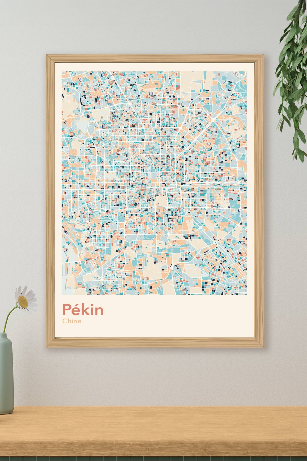 Plan de Pékin coloré - Carte personnalisée