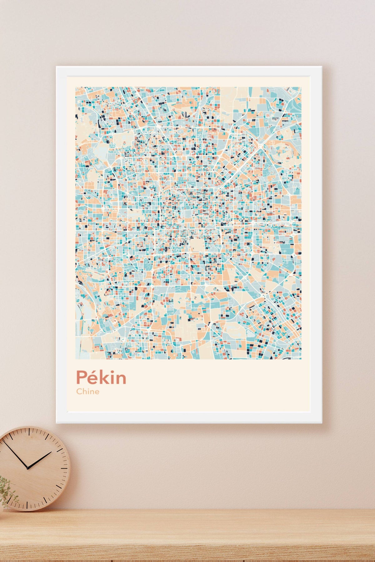 Plan de Pékin coloré - Carte personnalisée