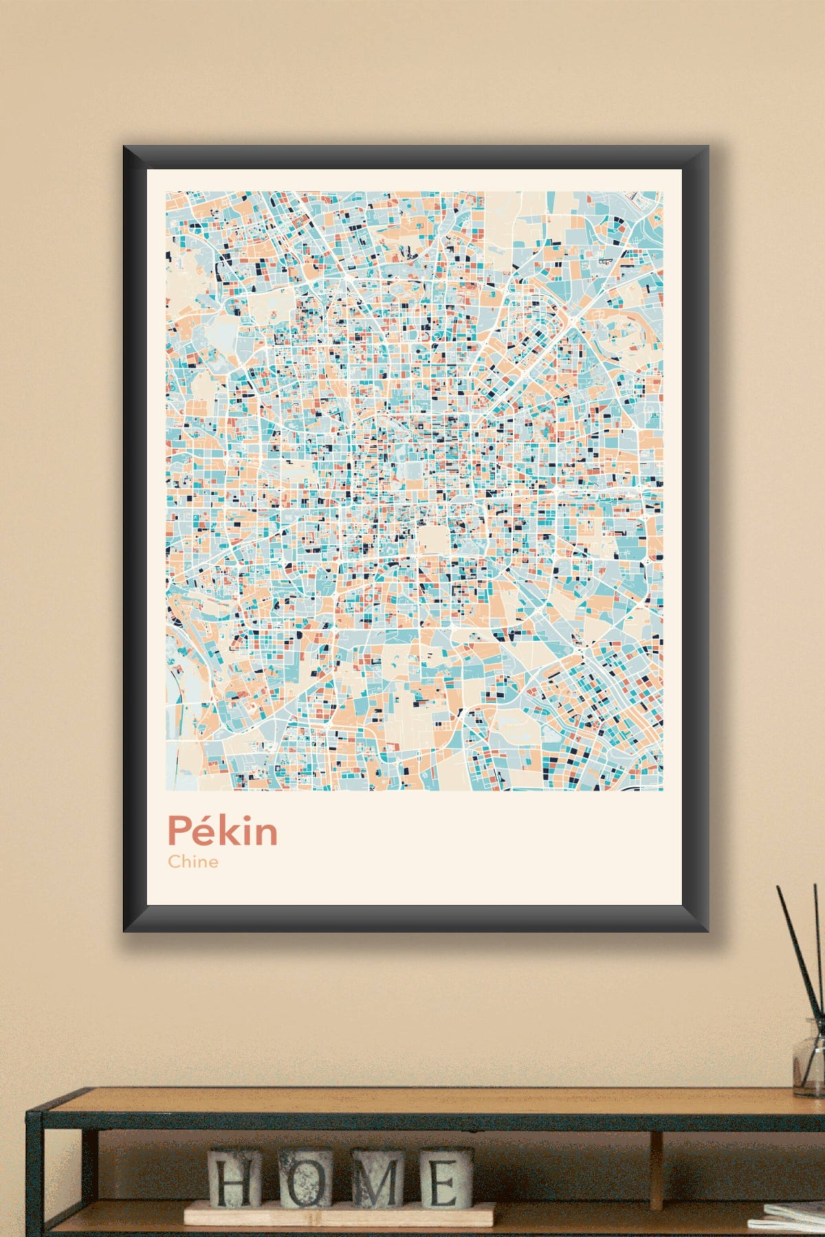 Plan de Pékin coloré - Carte personnalisée