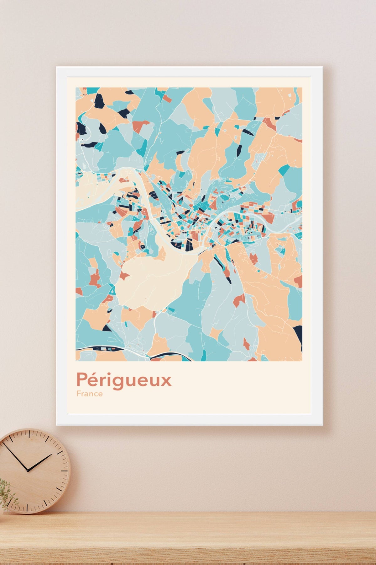 Plan de Périgueux coloré - Carte personnalisée