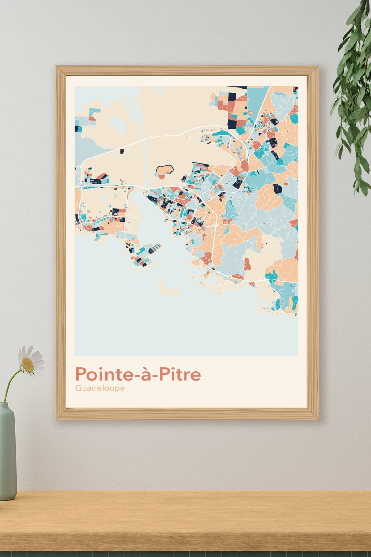 Plan de Pointe-à-Pitre coloré - Carte personnalisée