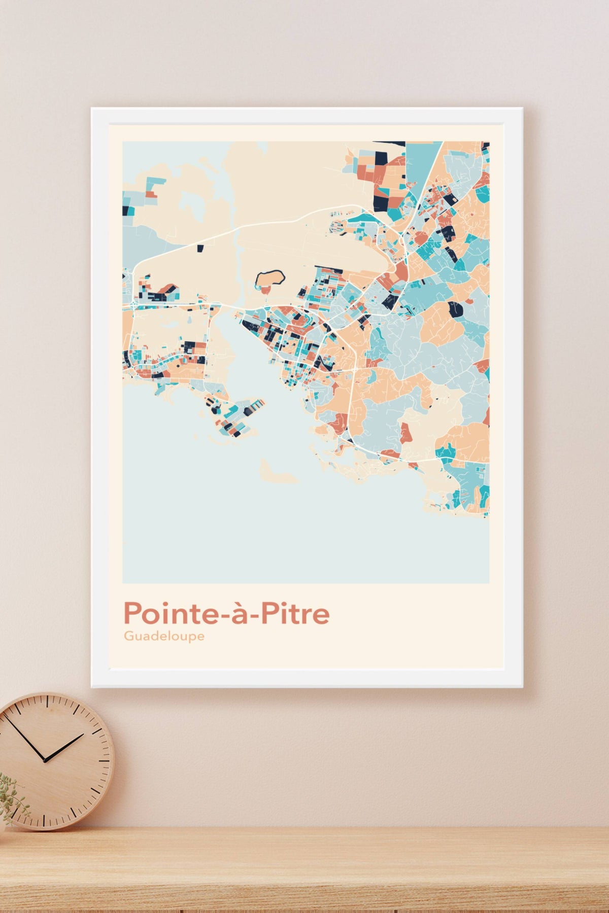 Plan de Pointe-à-Pitre coloré - Carte personnalisée