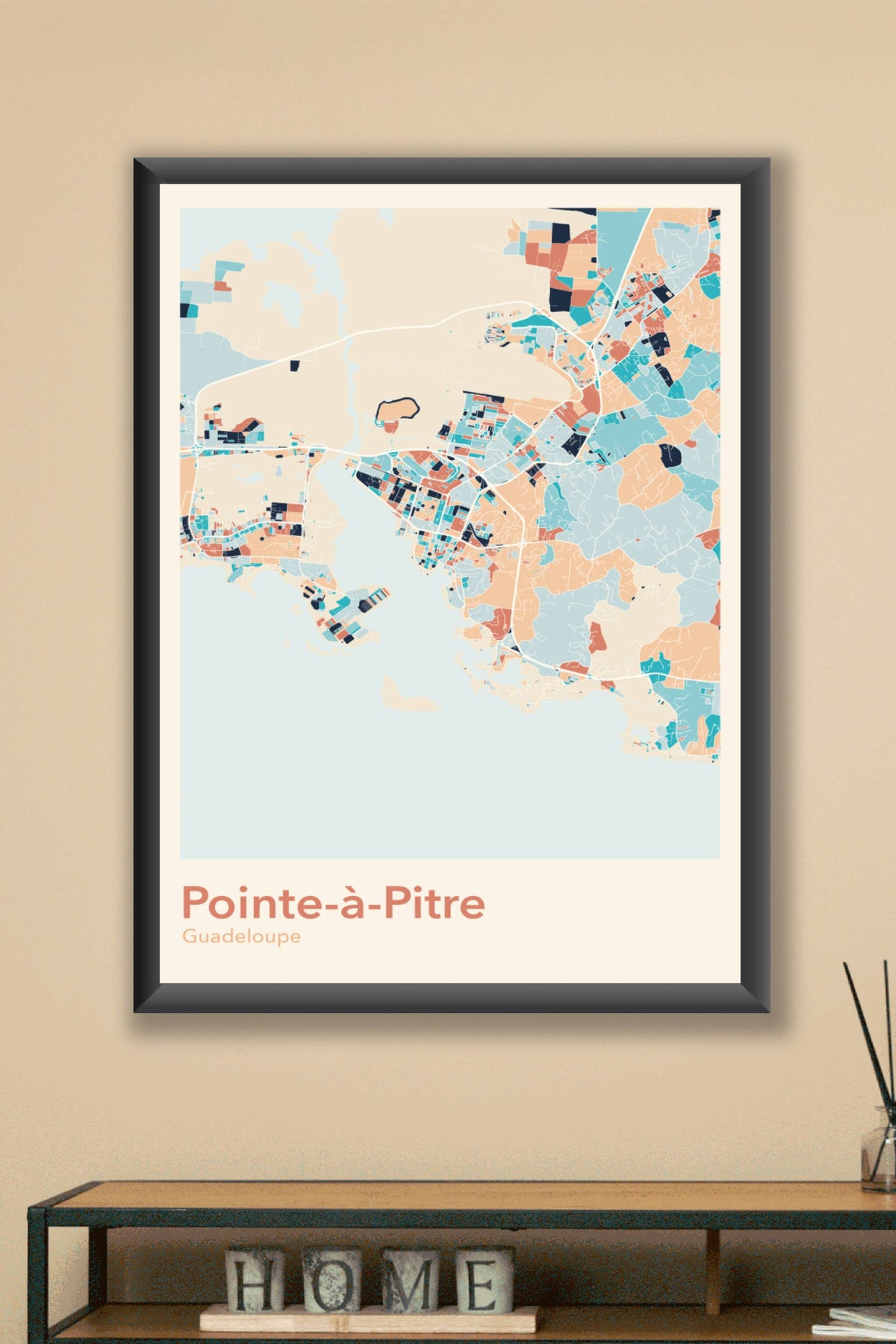Plan de Pointe-à-Pitre coloré - Carte personnalisée