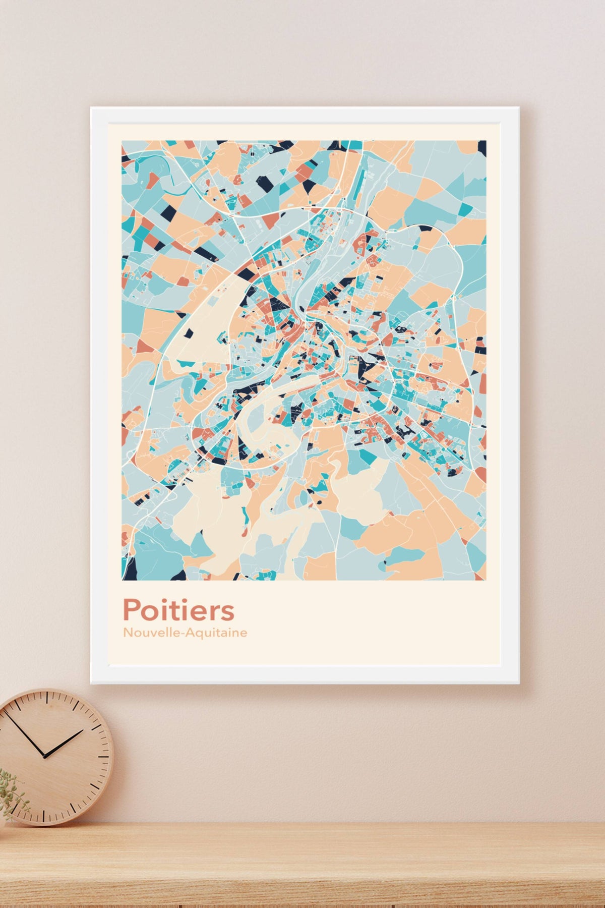 Plan de Poitiers coloré - Carte personnalisée