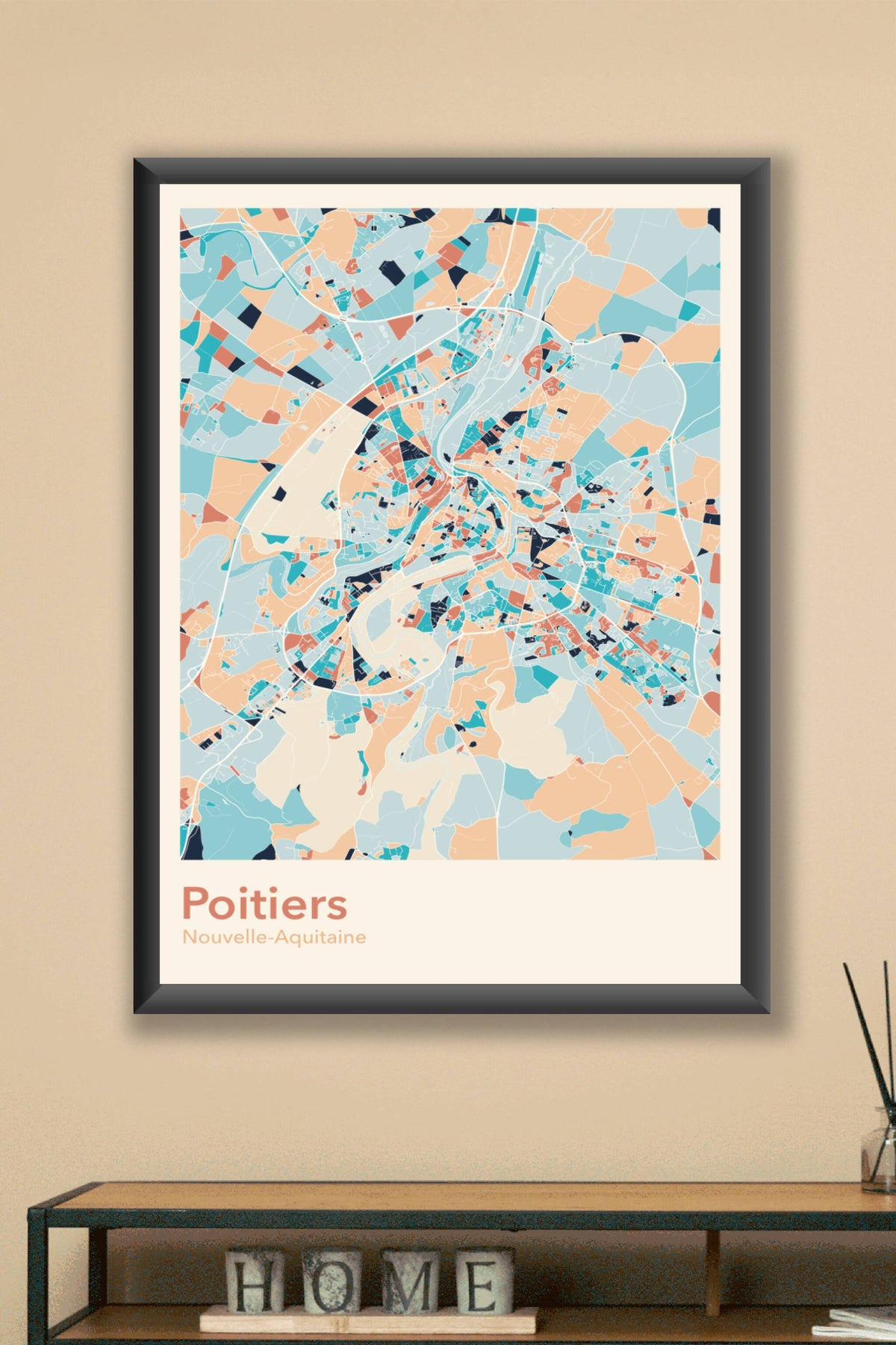 Plan de Poitiers coloré - Carte personnalisée