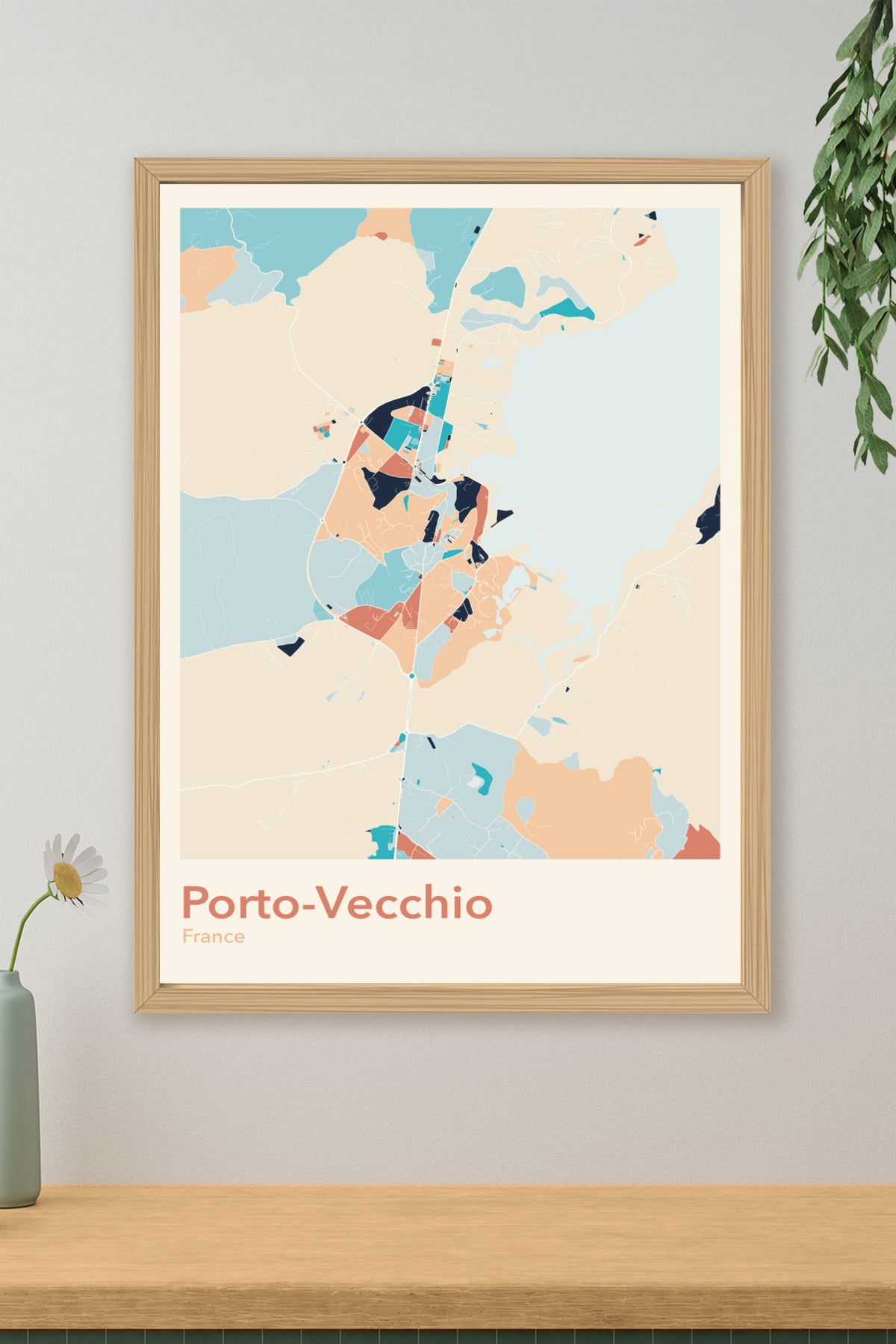 Plan de Porto-Vecchio coloré - Carte personnalisée