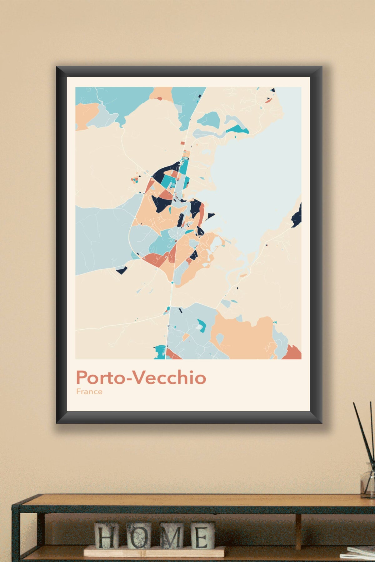 Plan de Porto-Vecchio coloré - Carte personnalisée