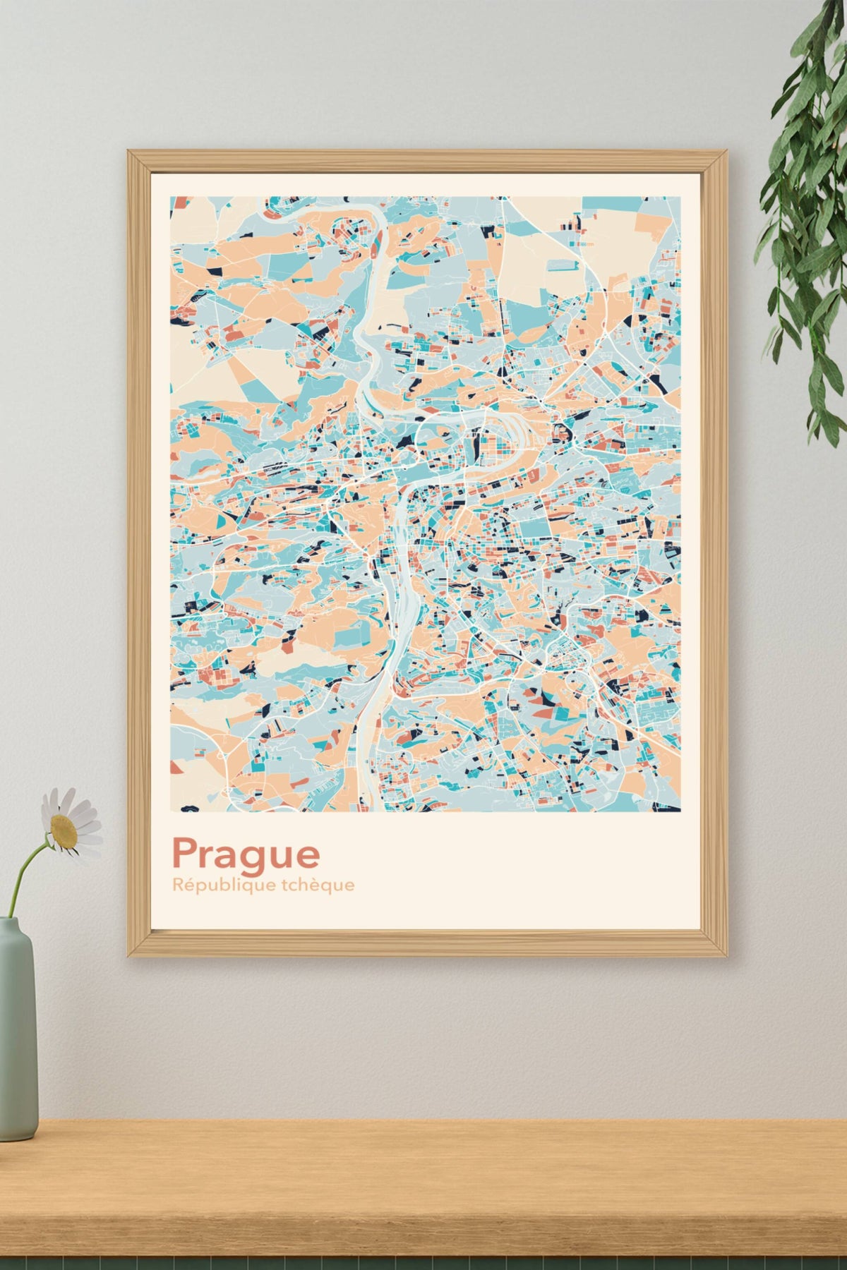 Plan de Prague coloré - Carte personnalisée