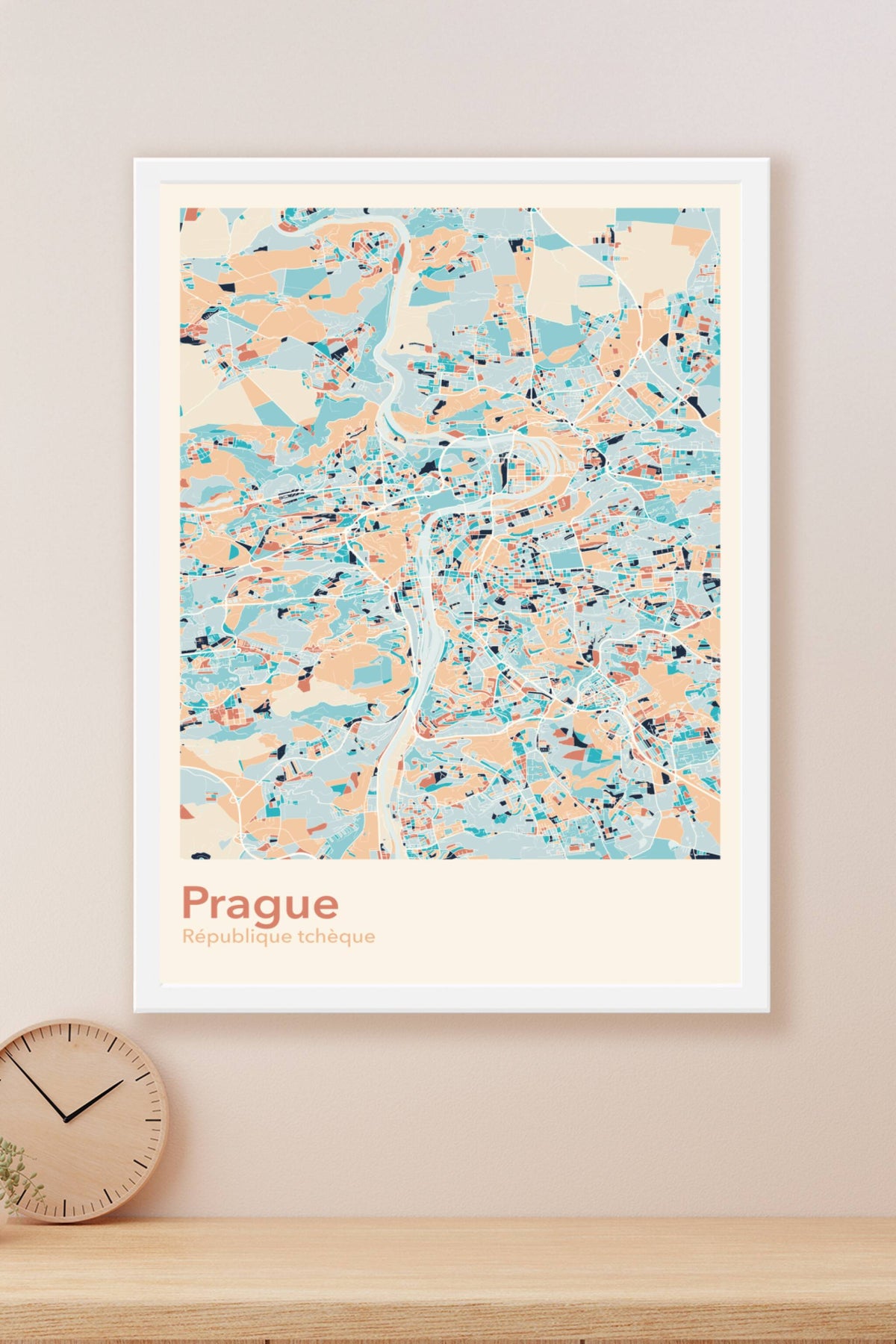 Plan de Prague coloré - Carte personnalisée