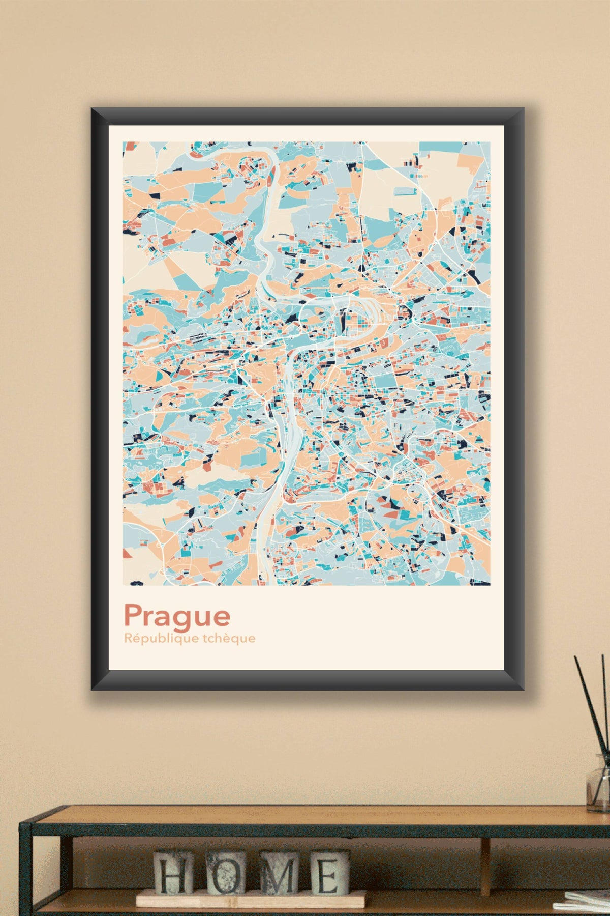 Plan de Prague coloré - Carte personnalisée