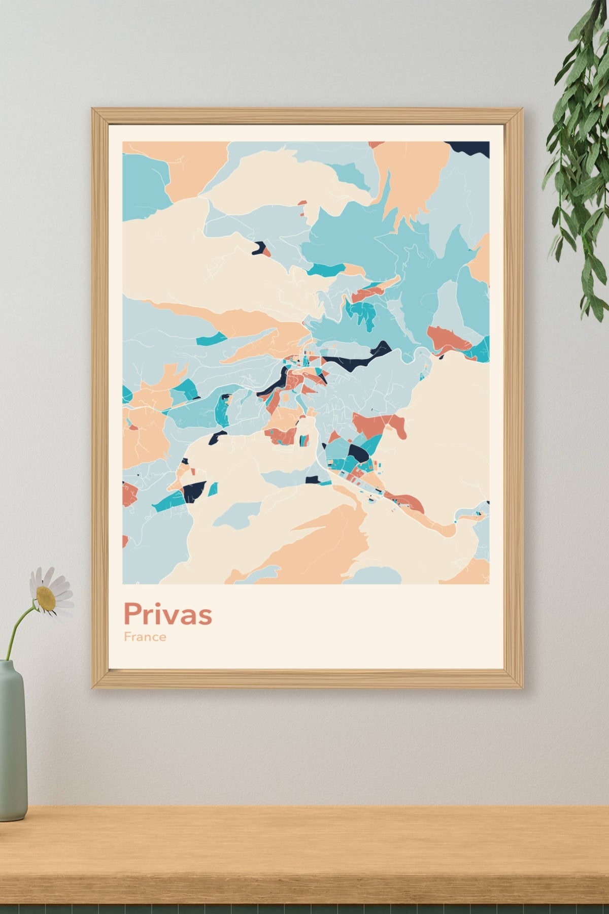 Plan de Privas coloré - Carte personnalisée
