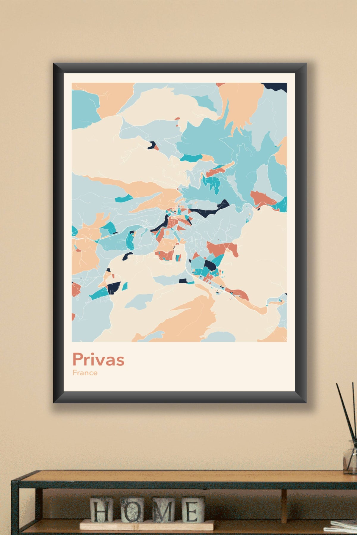 Plan de Privas coloré - Carte personnalisée