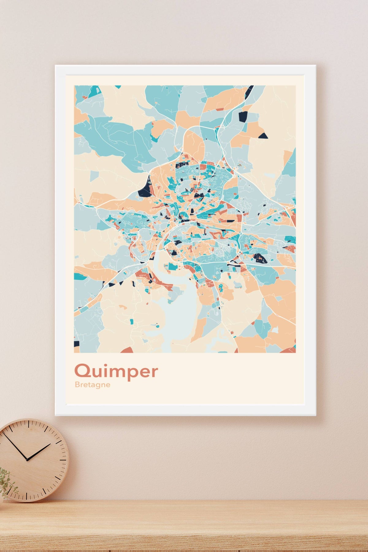 Plan de Quimper coloré - Carte personnalisée