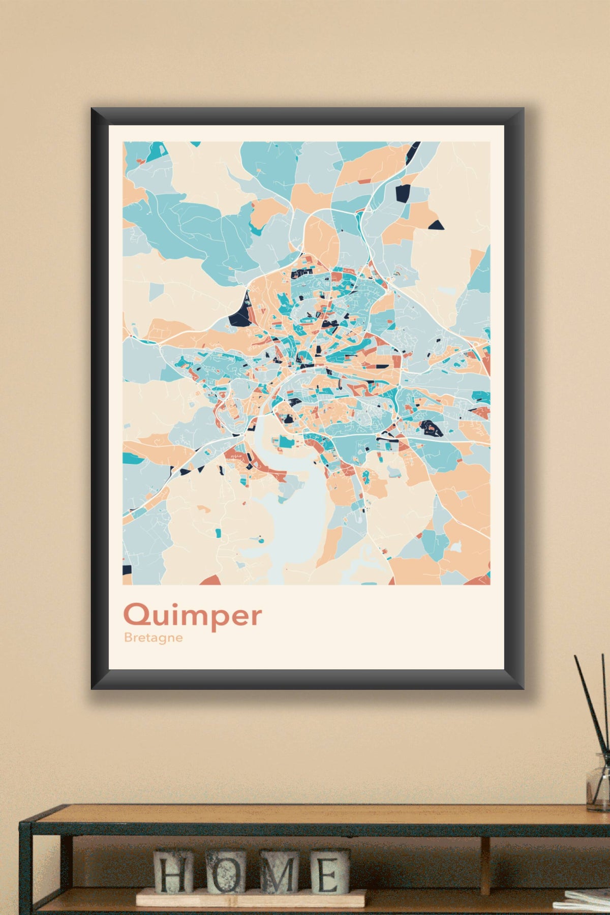 Plan de Quimper coloré - Carte personnalisée