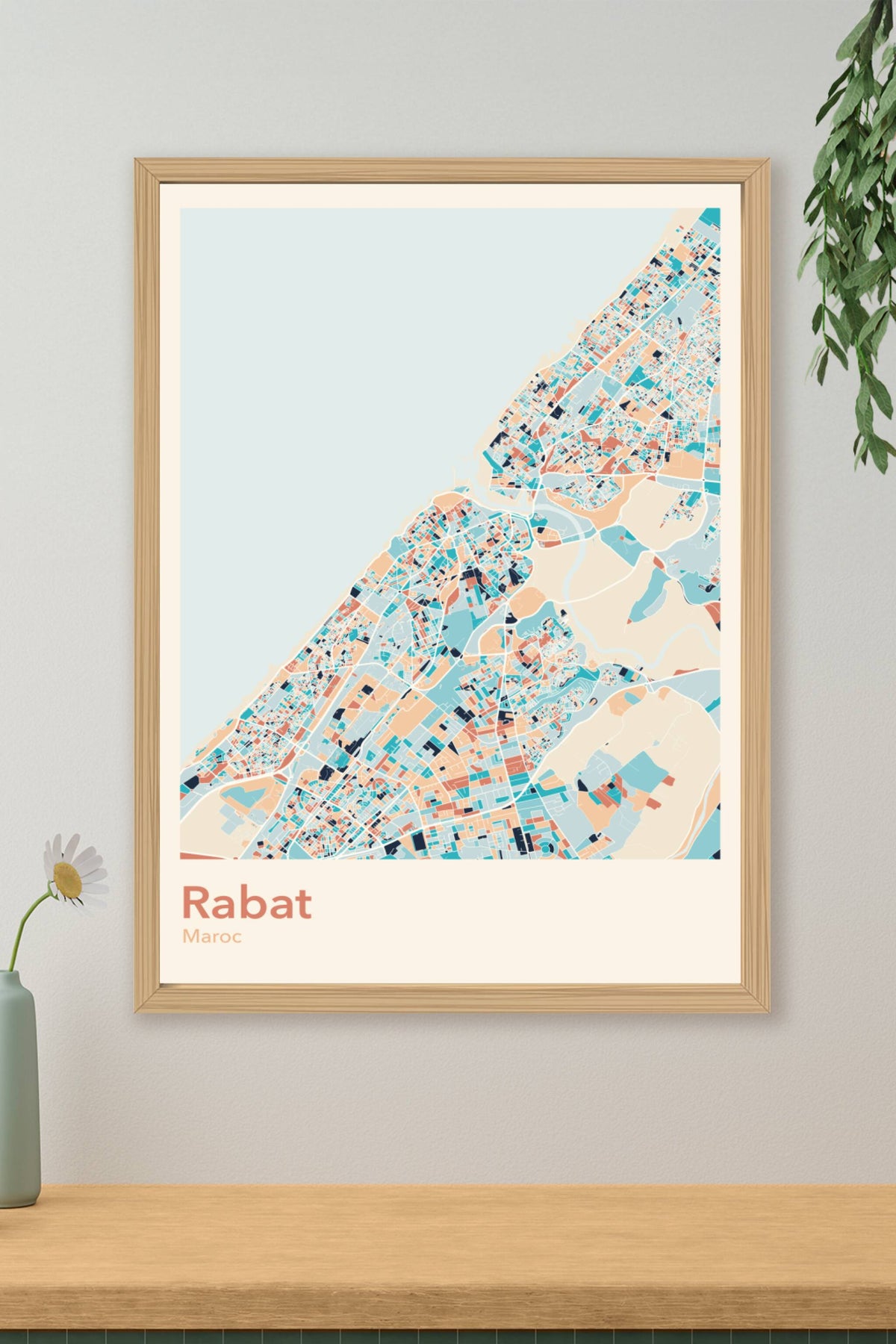 Plan de Rabat coloré - Carte personnalisée