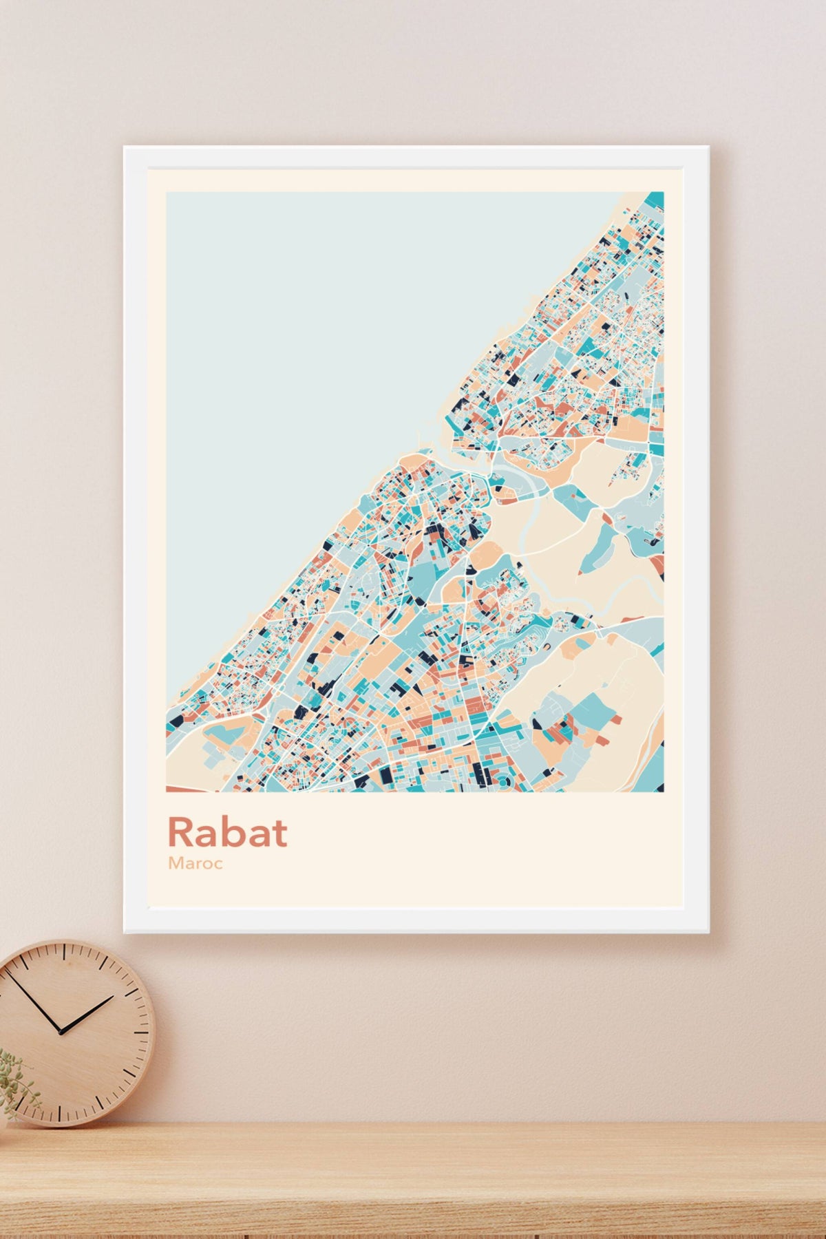 Plan de Rabat coloré - Carte personnalisée