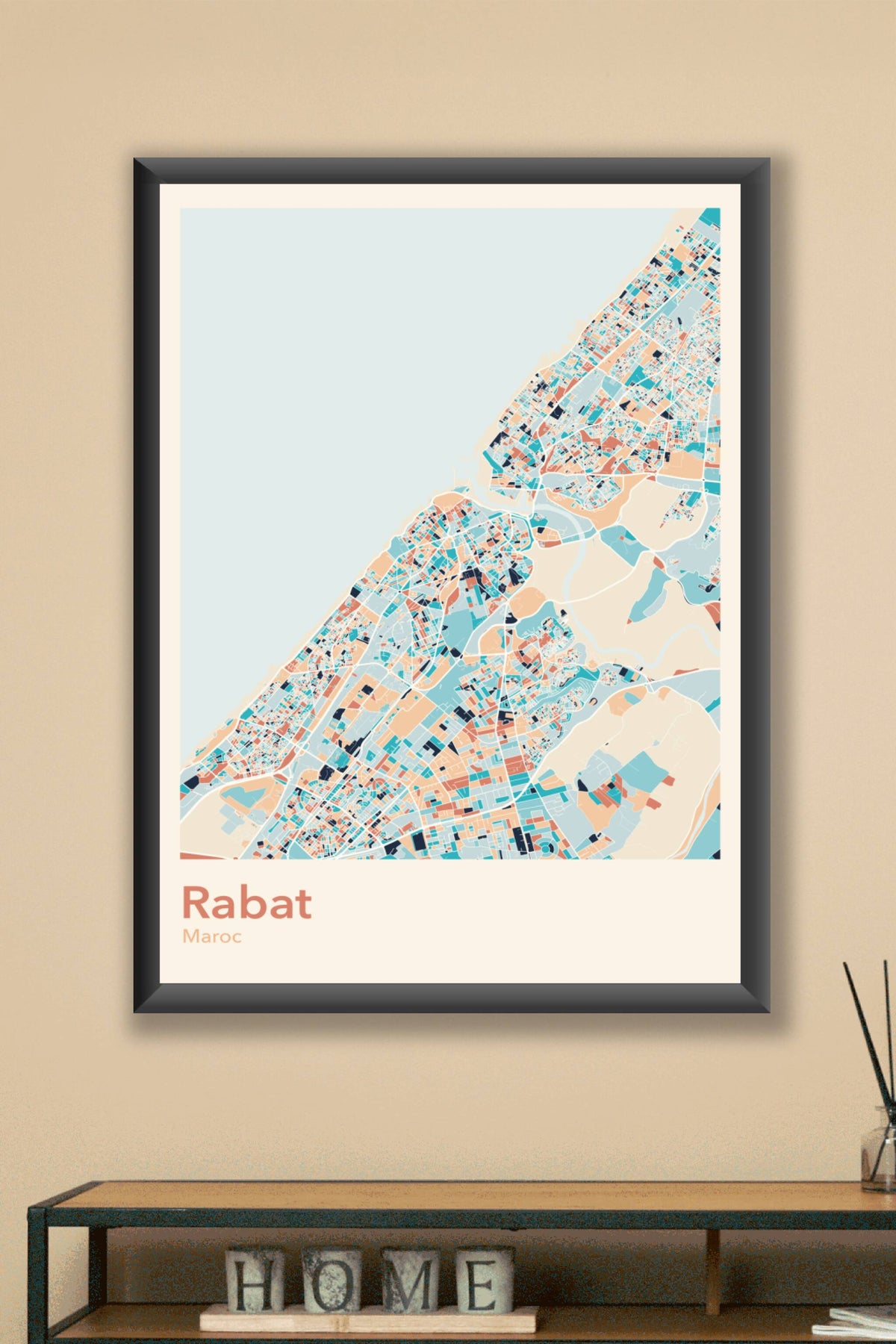 Plan de Rabat coloré - Carte personnalisée
