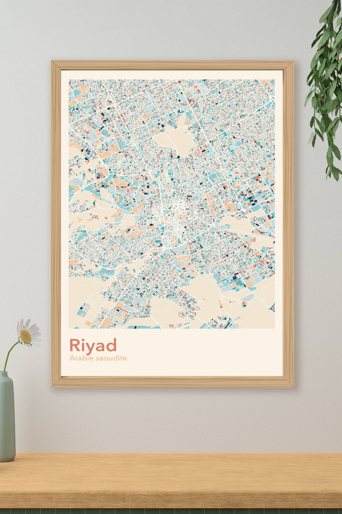 Plan de Riyad coloré - Carte personnalisée